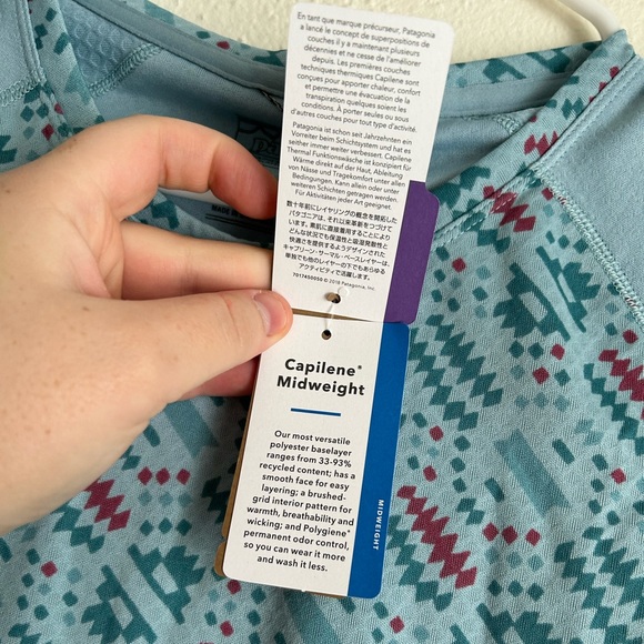 NWT Patagonia Capilene Midweight Cool to Cold Base Layer Icefall Blue Small $59 - Picture 5 of 9